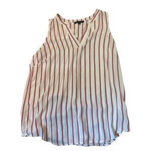 Adrianna Papell Womens Striped Sleeveless Top M Red White Classic Career